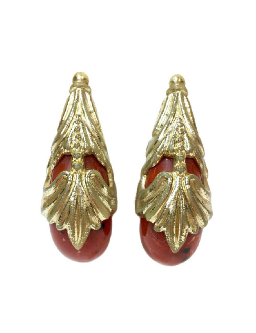 ISABEL CANOVAS coral clip-on earrings
