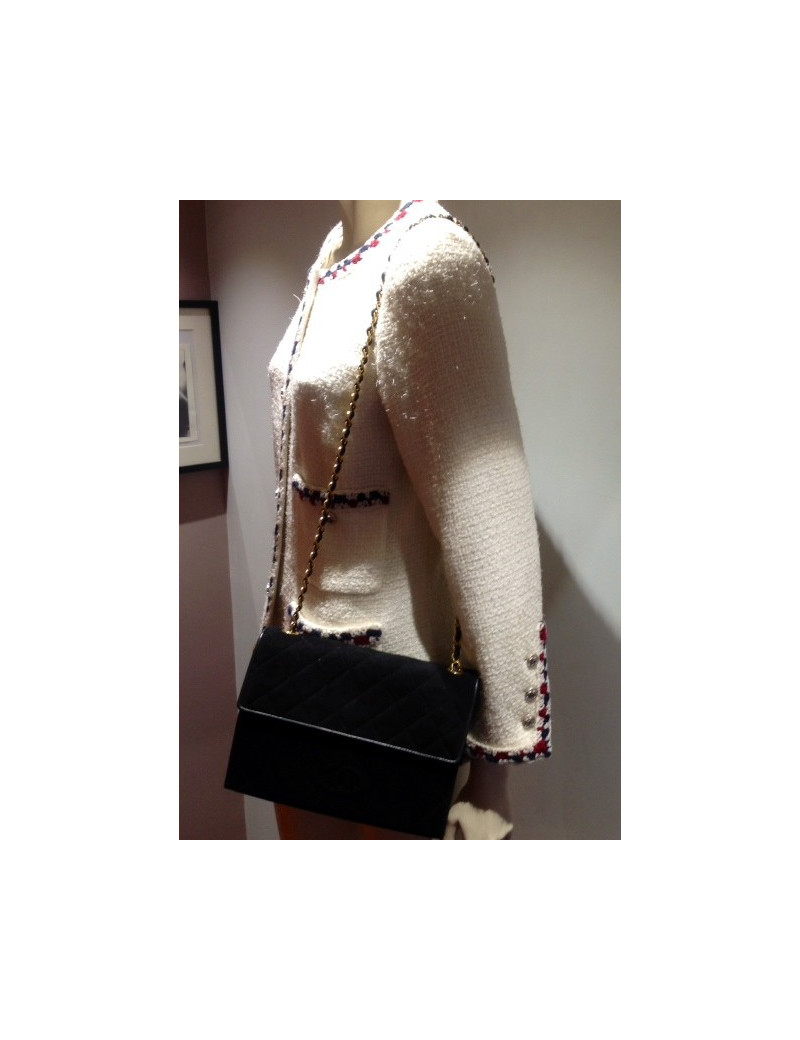 Sac CHANEL pompon en daim noir