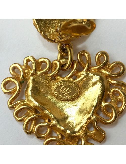 Boucles d'oreille clips CHRISTIAN LACROIX Vintage coeur et strass