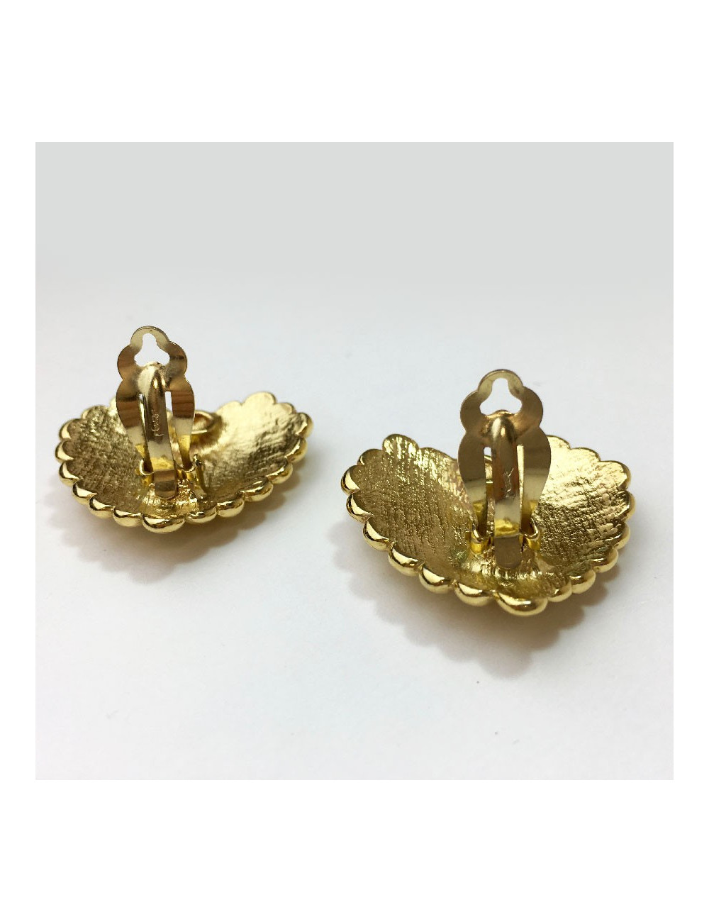 Boucles d'oreille clips YSL SAINT LAURENT coeur doré Vintage