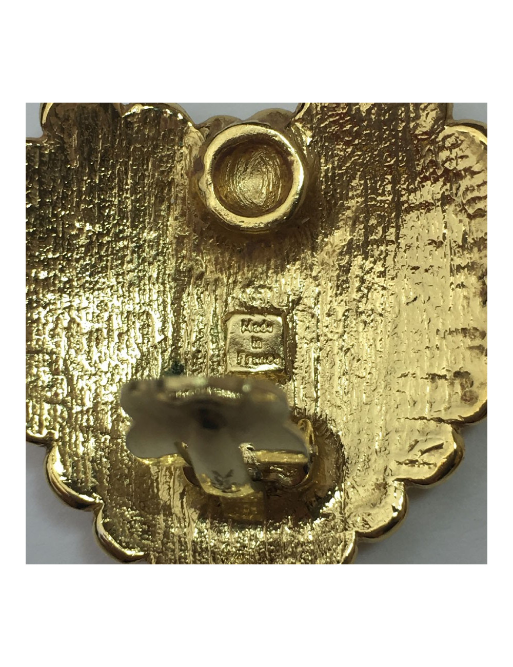 Boucles d'oreille clips YSL SAINT LAURENT coeur doré Vintage