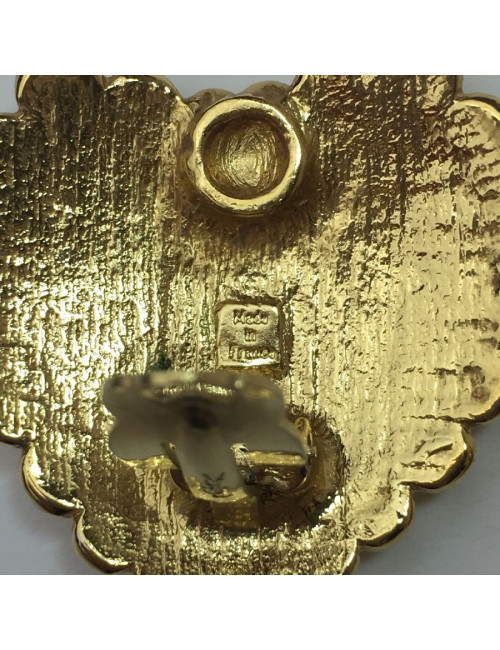 Boucles d'oreille clips YSL SAINT LAURENT coeur doré Vintage