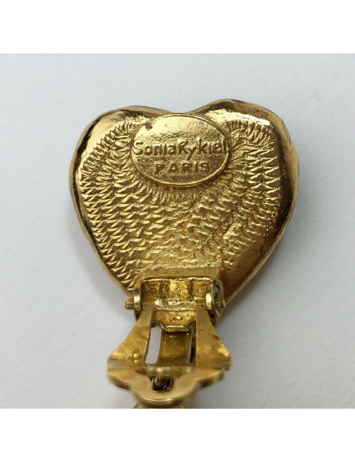 Boucles d"oreille clips SONIA RYKIEL Vintage doré et bleu