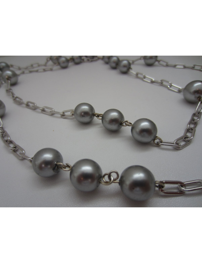 Sautoir MARGUERITE DE VALOIS perles grises