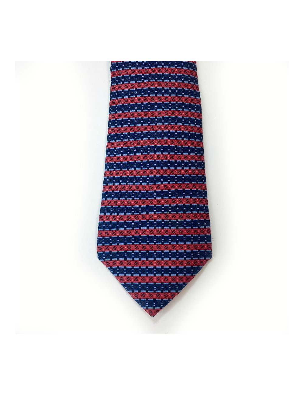 Cravate HERMES soie bleue et rouge