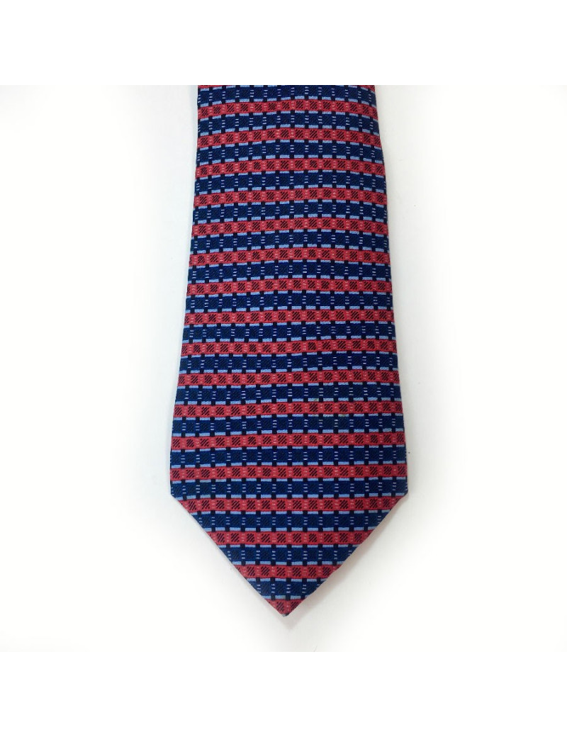 Cravate HERMES soie bleue et rouge