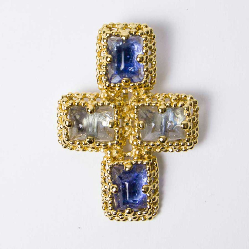 YSL YVES SAINT LAURENT Vintage cross pendant brooch set with
