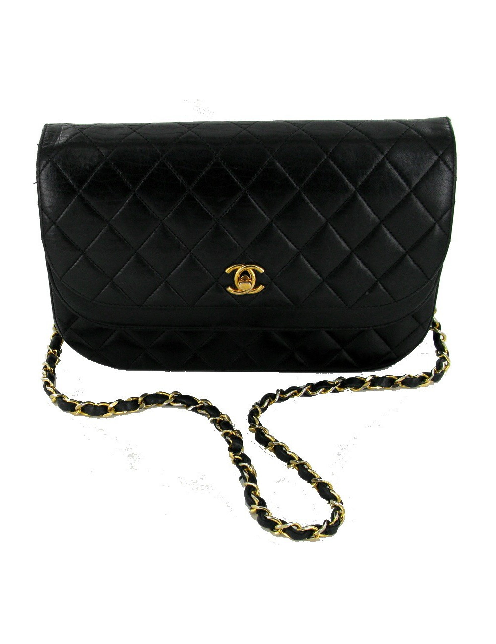 SAC chanel VINTAGE  double rabat cuir noir