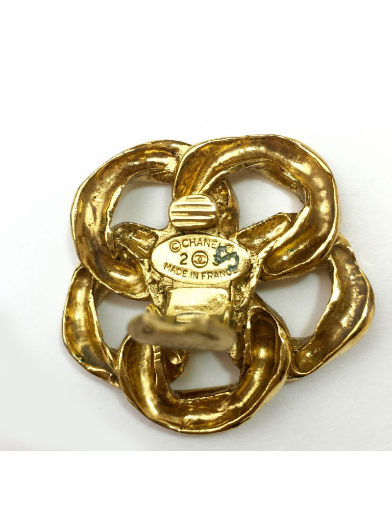 Boucles d'oreille clips CHANEL chaine Vintage en métal doré
