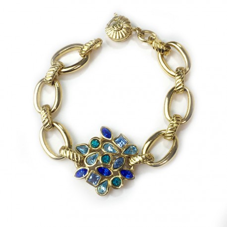 YVES SAINT LAURENT bracelet in gilt metal and rhinestones