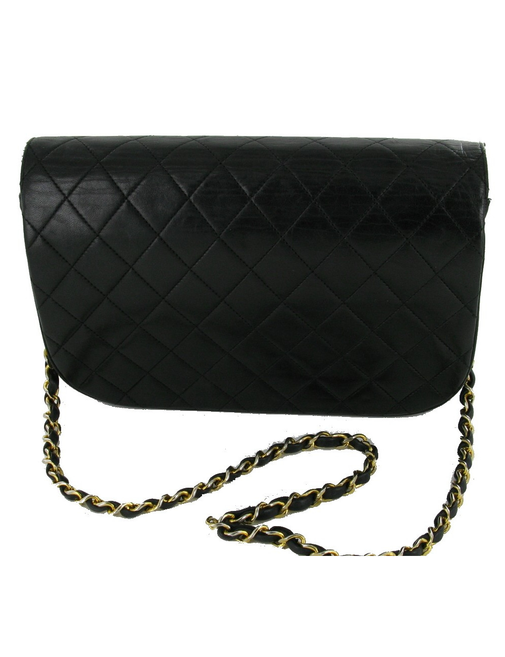 Sac CHANEL Vintage à double rabat en cuir matelassé noir