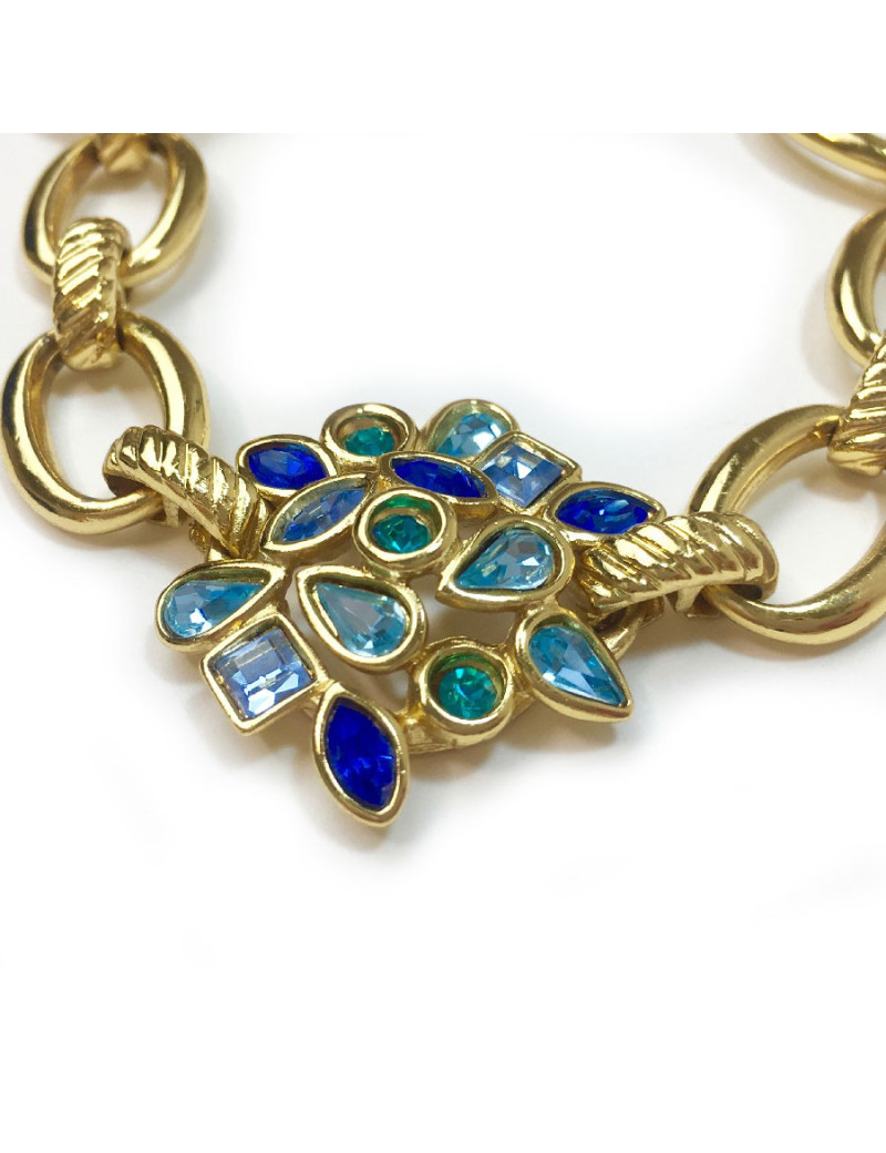 YVES SAINT LAURENT bracelet in gilt metal and rhinestones