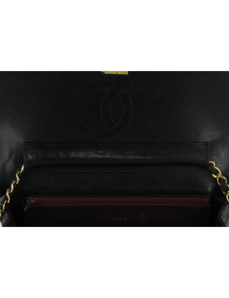 SAC chanel VINTAGE  double rabat cuir noir