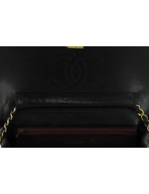 SAC chanel VINTAGE  double rabat cuir noir