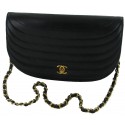 CHANEL bag blue leather and gold jewellery