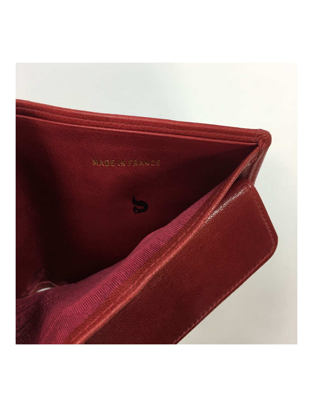 Portefeuille CHANEL en cuir d'agneau matelassé rouge Vintage
