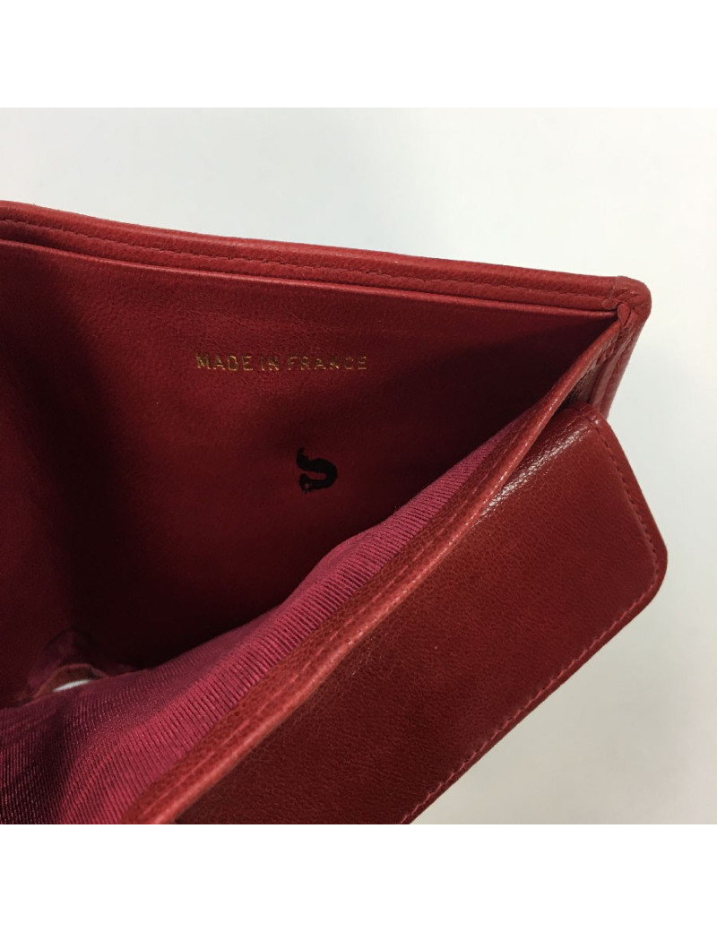 Porte monnaie CHANEL en cuir d'agneau matelassé rouge Vintage