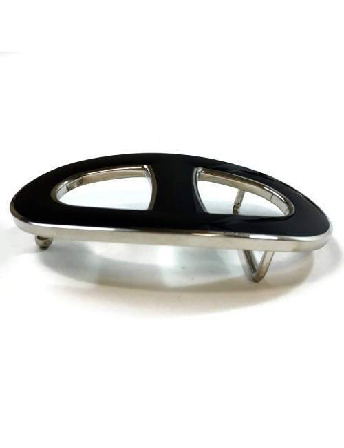 Boucle HERMES chaine d'ancre émaillée noire