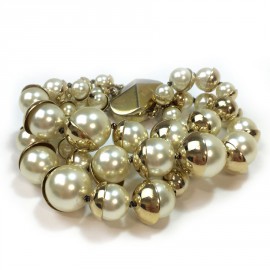 Bracelet triple rangs DIOR perles nacrées et métal doré