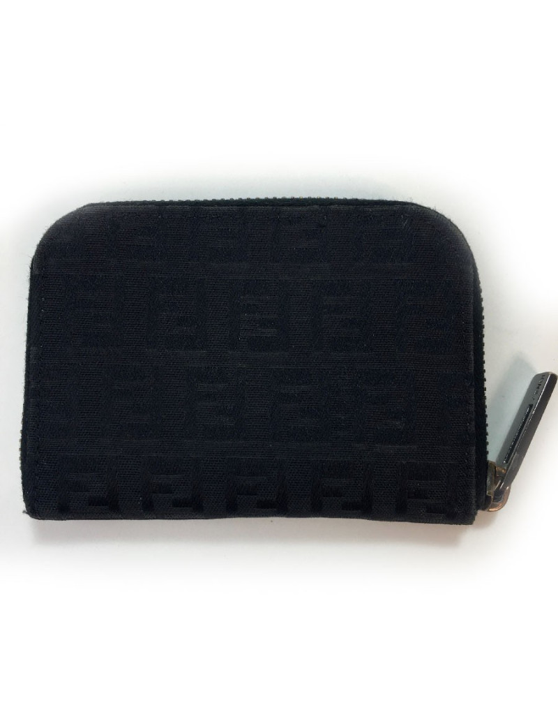 Porte monnaie FENDI toile noire