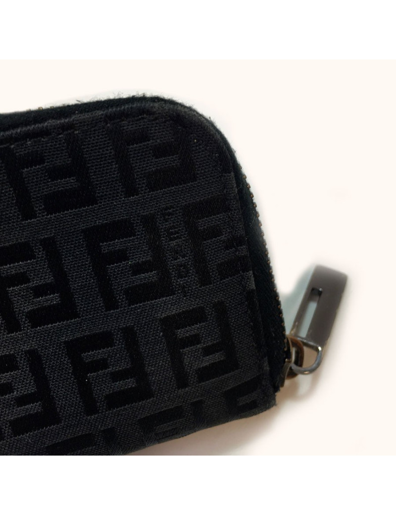 Porte monnaie FENDI toile noire