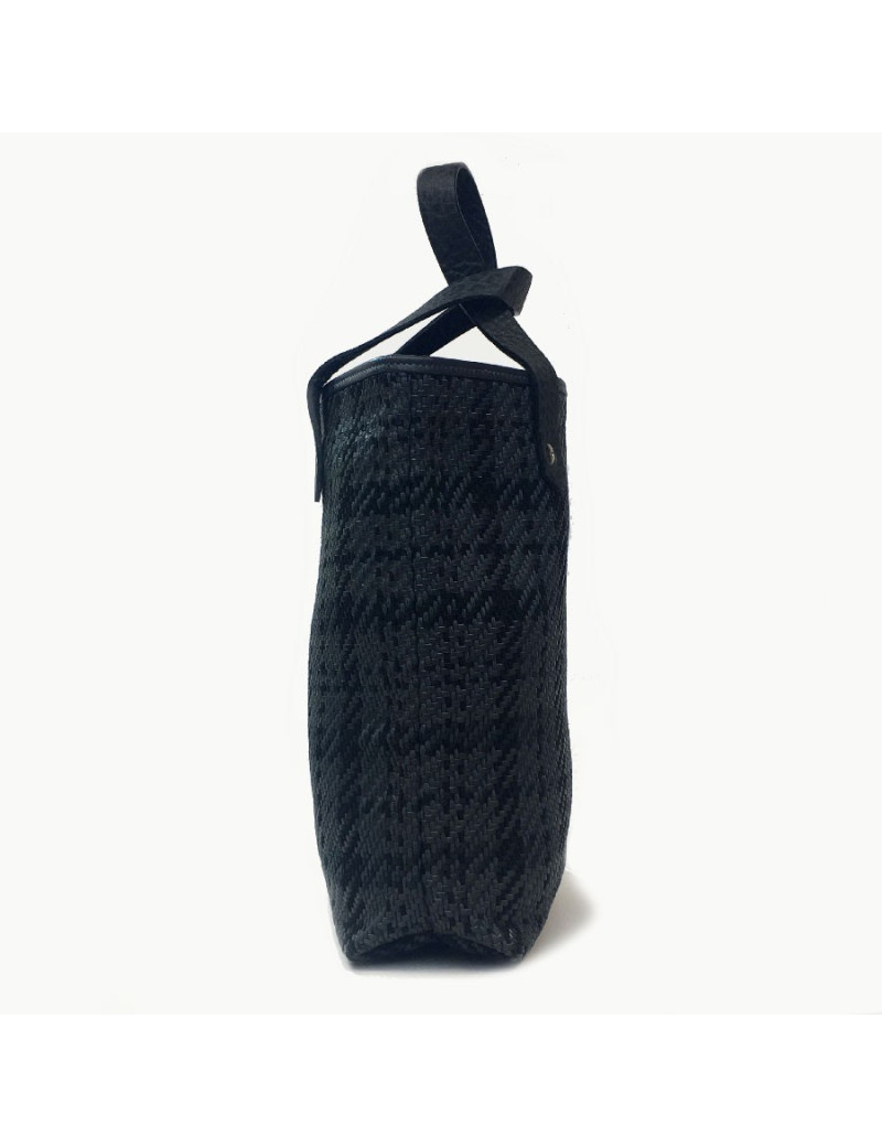 Mini sac HERMES cuir et tissu gris 