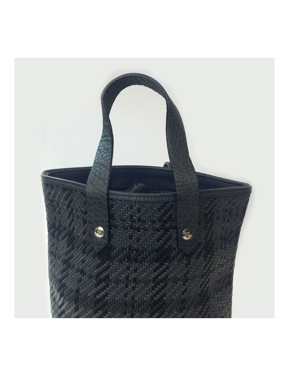 Mini sac HERMES cuir et tissu gris 