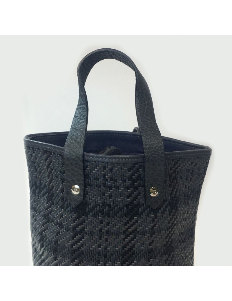 Mini sac HERMES cuir et tissu gris 