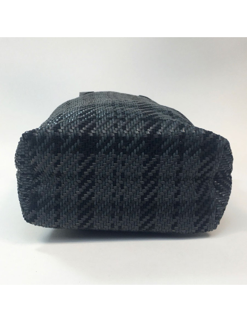 Mini sac HERMES cuir et tissu gris 