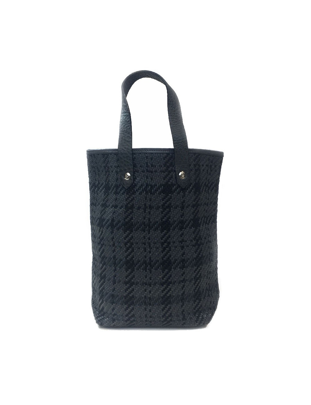 Mini sac HERMES cuir et tissu gris 