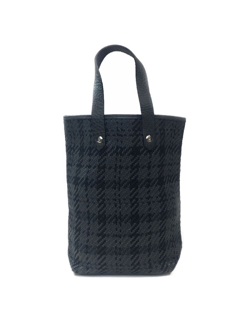 Mini sac HERMES cuir et tissu gris 