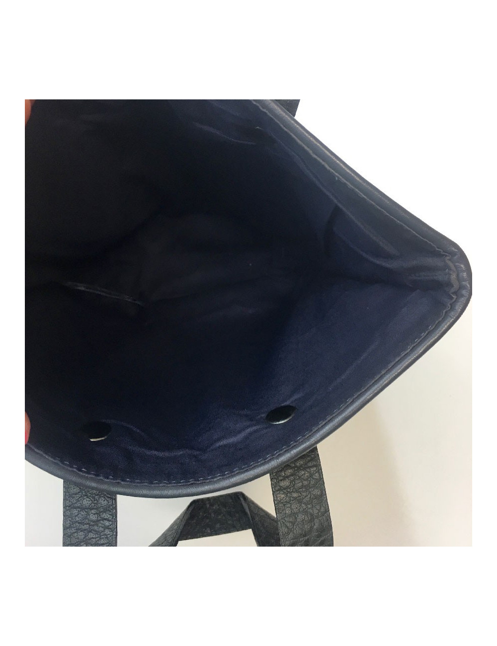 Mini sac HERMES cuir et tissu gris 