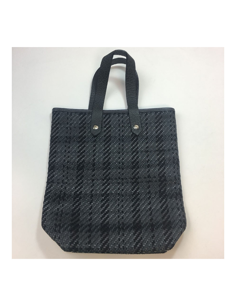 HERMES mini bag in black and charcoal fabric and leather