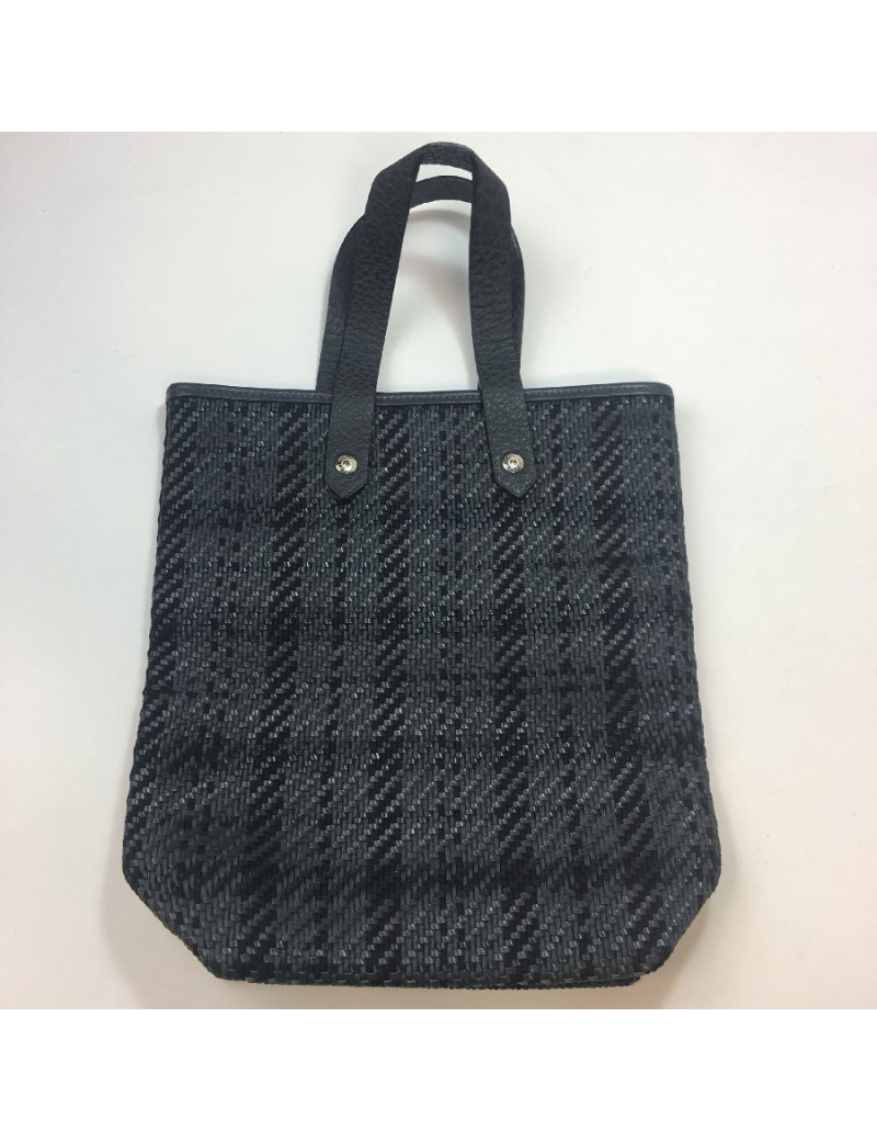 Mini sac HERMES cuir et tissu gris 