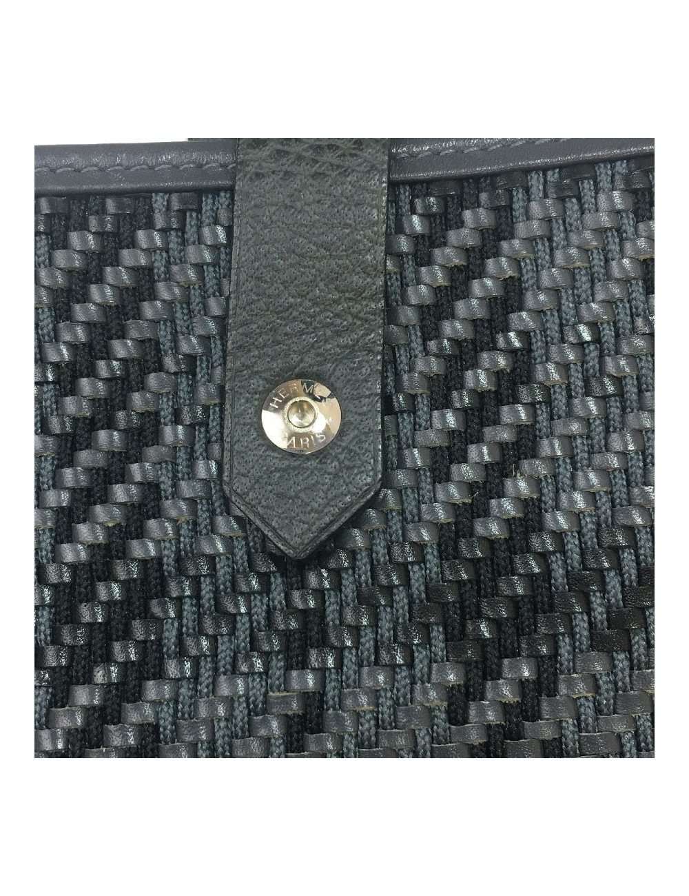 HERMES mini bag in black and charcoal fabric and leather