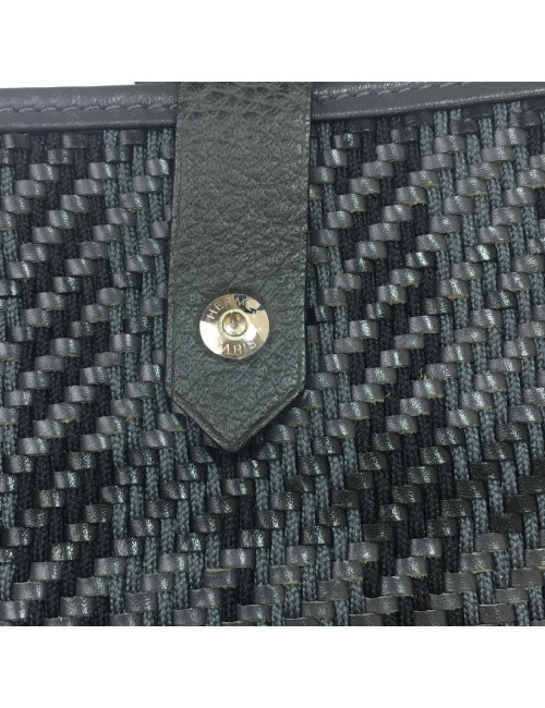 HERMES mini bag in black and charcoal fabric and leather