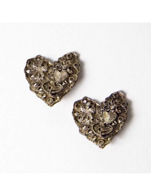 Boucles d'oreille clips CHRISTIAN LACROIX Vintage en métal argent vieilli