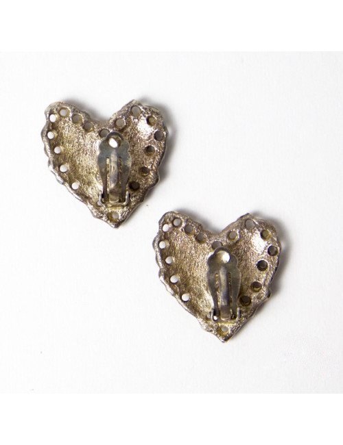 Boucles d'oreille clips CHRISTIAN LACROIX Vintage en métal argent vieilli