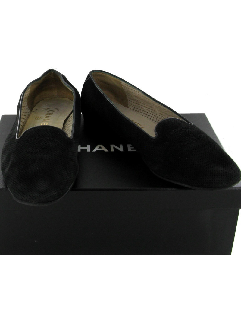 Ballerines CHANEL en daim noir T38
