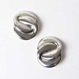 Boucles d'oreille clips YSL Vintage en métal argenté