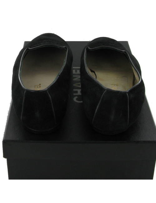 Ballerines CHANEL en daim noir T38
