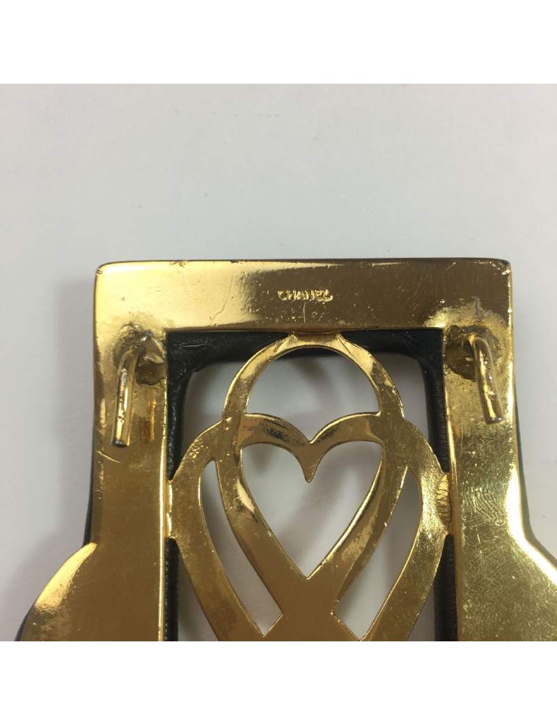 CHANEL Vintage belt in black leather size 65