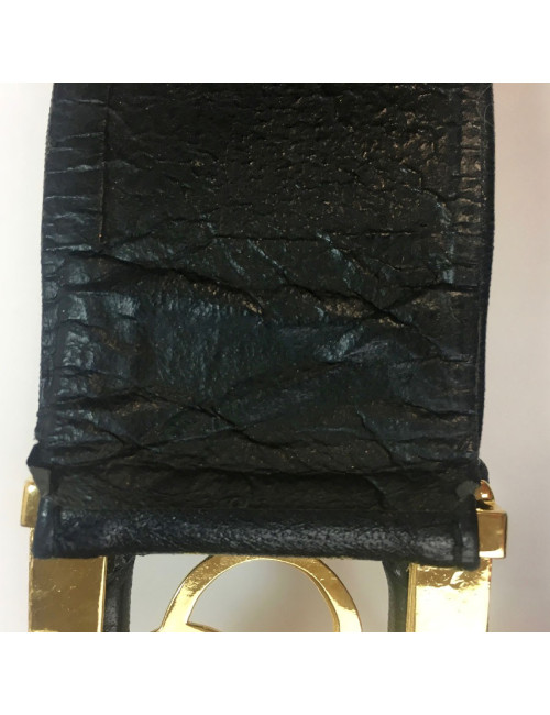 CHANEL Vintage belt in black leather size 65