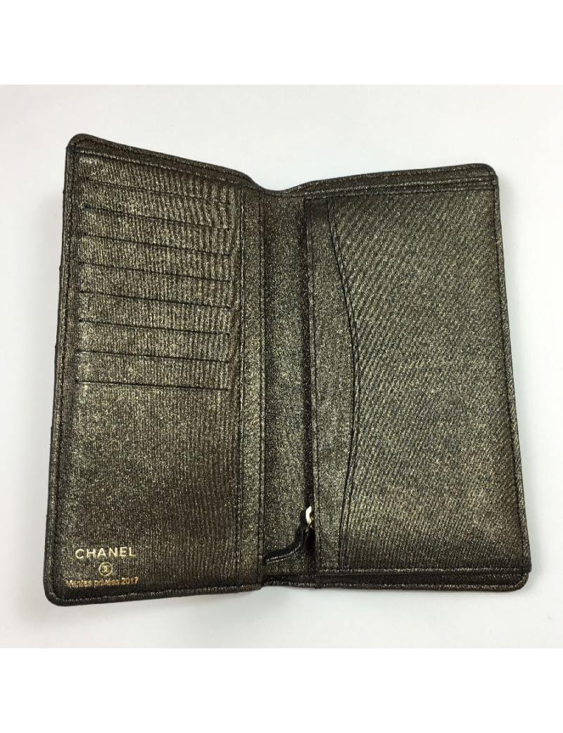 Portefeuille CHANEL toile mordoré