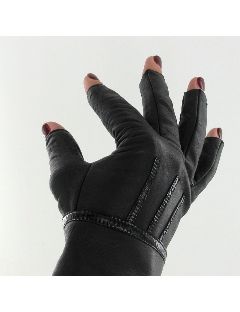 Mitaines CHANEL en cuir d'agneau noir T.7