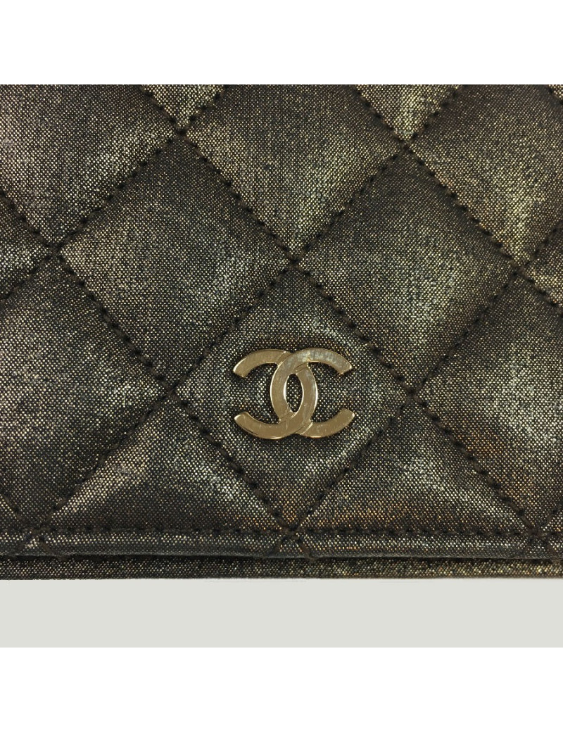 Portefeuille CHANEL toile mordoré