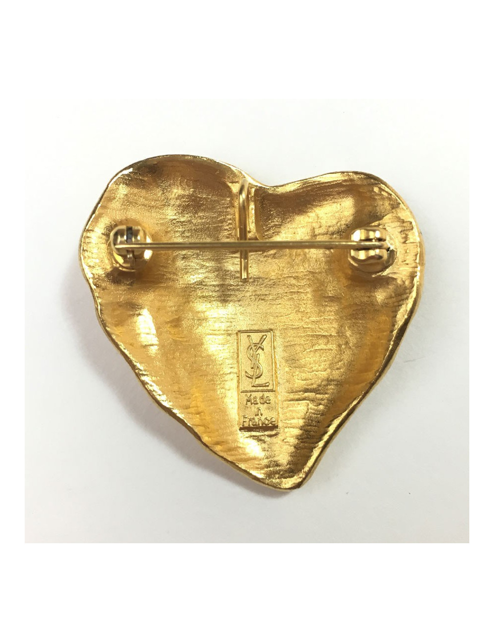Broche coeur  YSL doré et noir