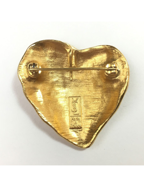 Broche coeur  YSL doré et noir