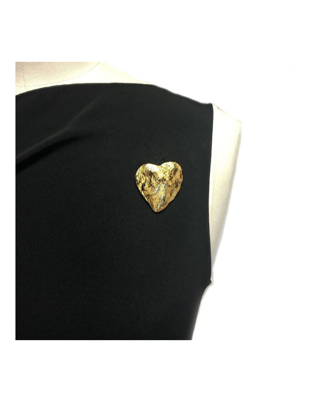 Broche coeur  YSL doré et noir