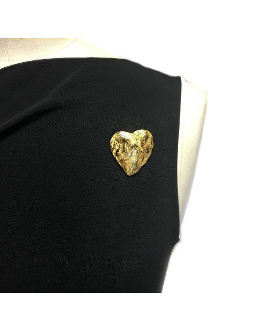 Broche coeur  YSL doré et noir